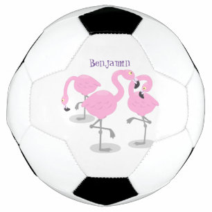 Bola De Futebol Imagem de desenho animado rosa-claro flamingo trio
