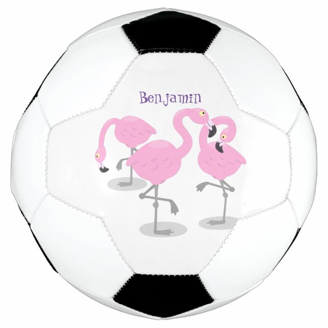 Bola De Futebol Imagem de desenho animado rosa-claro flamingo trio (Frente)