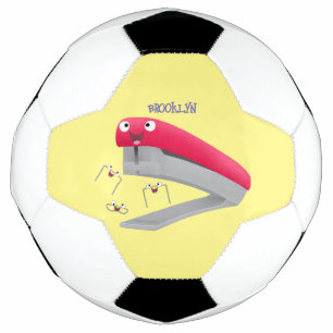Bola De Futebol Imagem do desenho animado vermelho-feliz grampeado