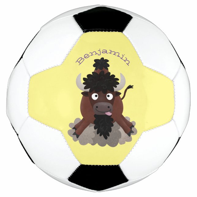 Bola De Futebol Imagem engraçada de desenho animado de bisonte de  (Frente)