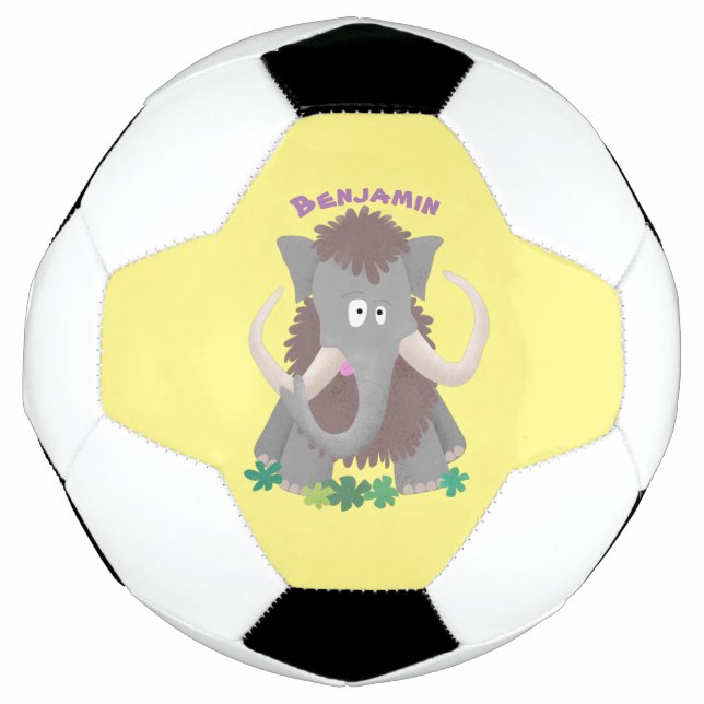 Bola De Futebol Imagem engraçada de desenho animado de mamute (Frente)
