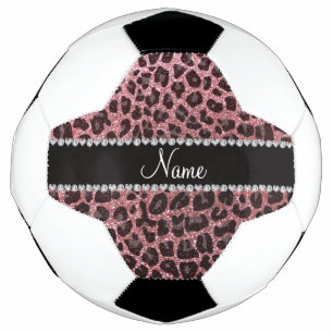 Bola De Futebol Impressão da leopardo da rosa claro de nome person