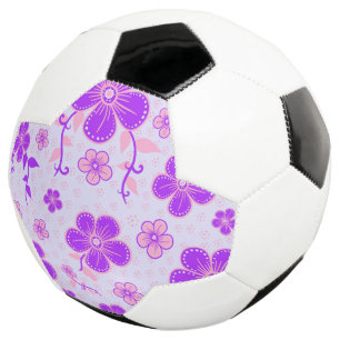Bola De Futebol Impressão Floral bonito Roxo e Rosa na Lavanda