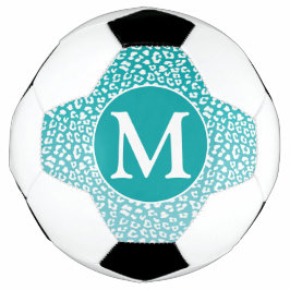 Bola De Futebol Impressão Leopardo Turquesa Monograma