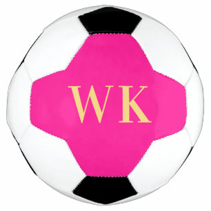 Bola De Futebol Iniciais Mínimos de Monograma Rosa Quente