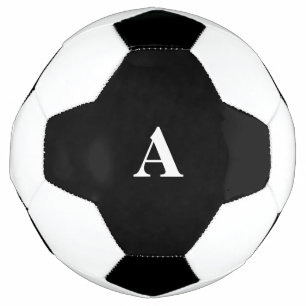 Bola De Futebol Iniciais Monogramas Nome personalizado Black White