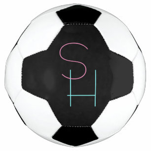 Bola De Futebol Iniciais Sobrepostas Modernas Rosa Turquesa Pret