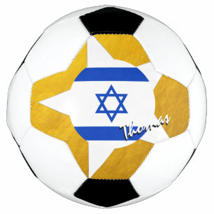 Bola De Futebol Israel Futebol e bandeira israelense Dourada
