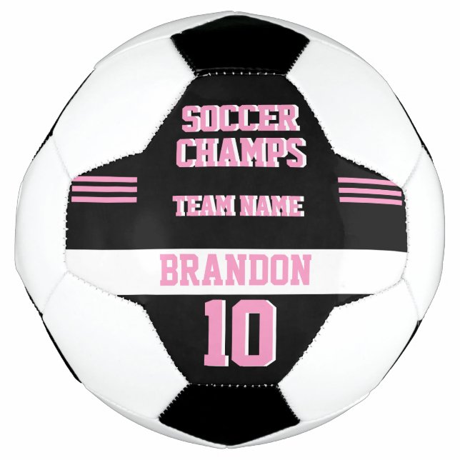 Bola De Futebol jogador desportivo campeão de futebol preto rosa p (Frente)