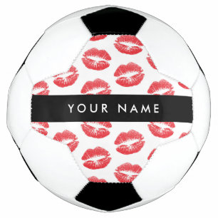 Bola De Futebol Lábios Vermelhos, Beijo, Batom, Seu Nome, Personal