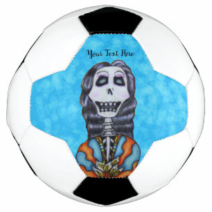 Bola De Futebol Lady Day Skeleton Cape White Flowers Blue