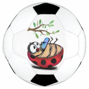 Bola De Futebol Ladybug Feliz por Telefone - Desenho de Cartoon 