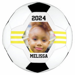Bola De Futebol Lembrança de Foto Personalizada Listras Amarelas