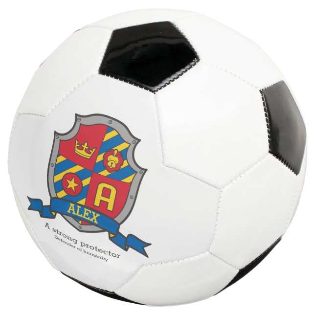 Bola De Futebol Letra de repouso Um leão azul vermelho coroa amare (Três quartos)