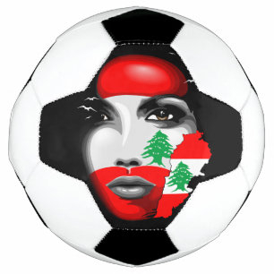 Bola De Futebol Líbano Flag e Map no rosto da menina