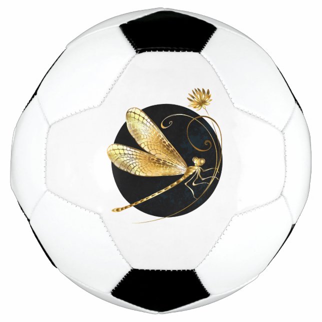 Bola De Futebol libélula ouro em círculo preto (Frente)