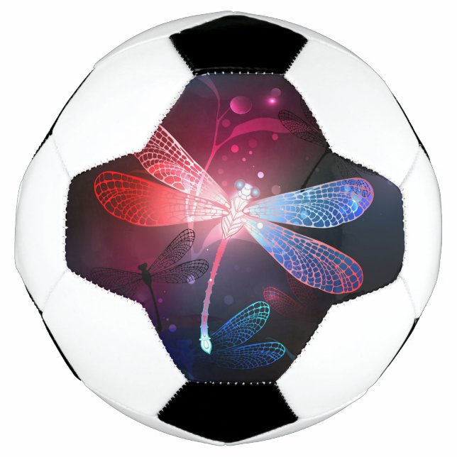 Bola De Futebol Libélula vermelha brilhante (Frente)