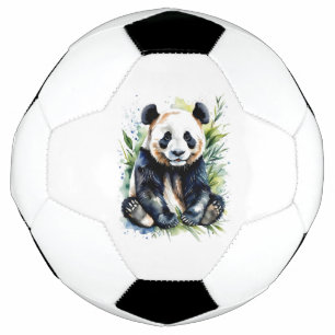 Bola De Futebol Lindo Urso Panda em Aquarela 