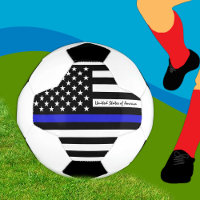Linha Azul Thin e bandeira de Futebol EUA