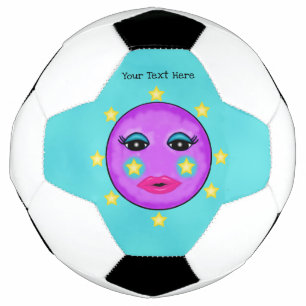 Bola De Futebol Lua Roxa Amarela Estrelas Bonitas Face