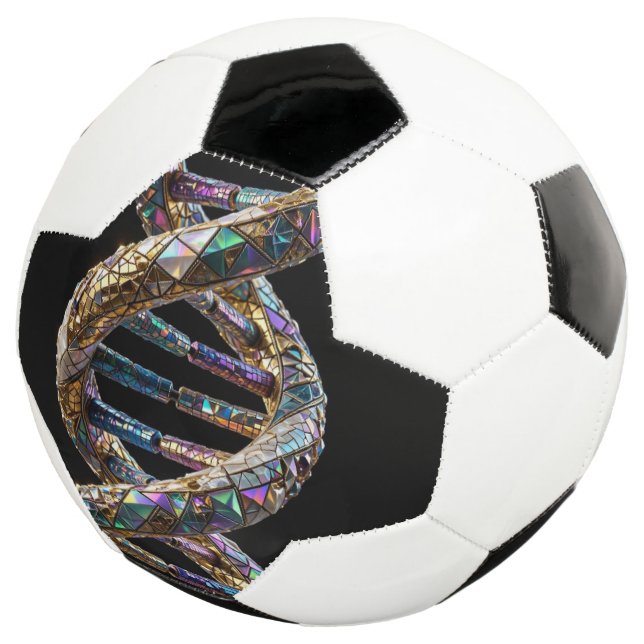 Bola De Futebol Luxo em Pérola Dourada e Iridescente com Design Ci (Três quartos)