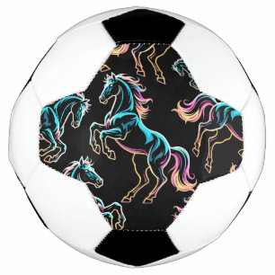 Bola De Futebol Luz Neon de Cavalo Efeito Glitch Estilo Retro