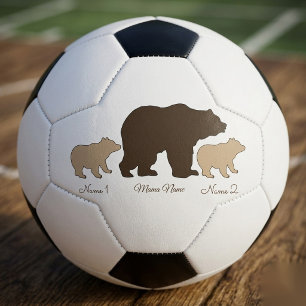 Bola De Futebol Mama Urso Personalizada Com 2 Nomes de Filhos Pres