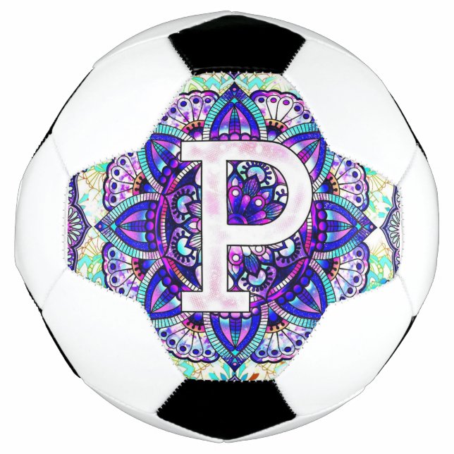 Bola De Futebol mandala Alfabeto P (Frente)
