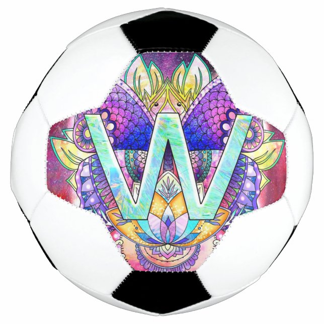 Bola De Futebol Mandala Alfabeto W (Frente)