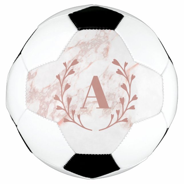 Bola De Futebol Marble Monograma Cor-de-rosa Meninas Personalizada (Frente)