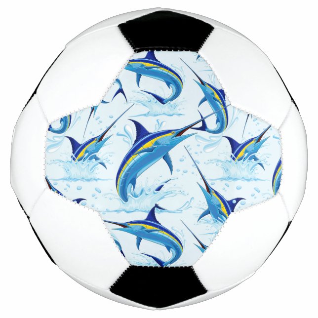 Bola De Futebol Marlin Azul Saltando do Oceano (Frente)