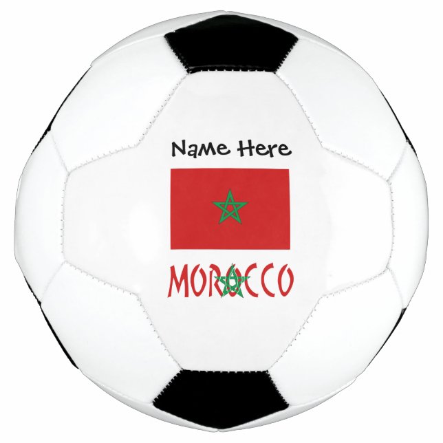 Bola De Futebol Marrocos e a bandeira marroquina com seu nome Fute (Frente)