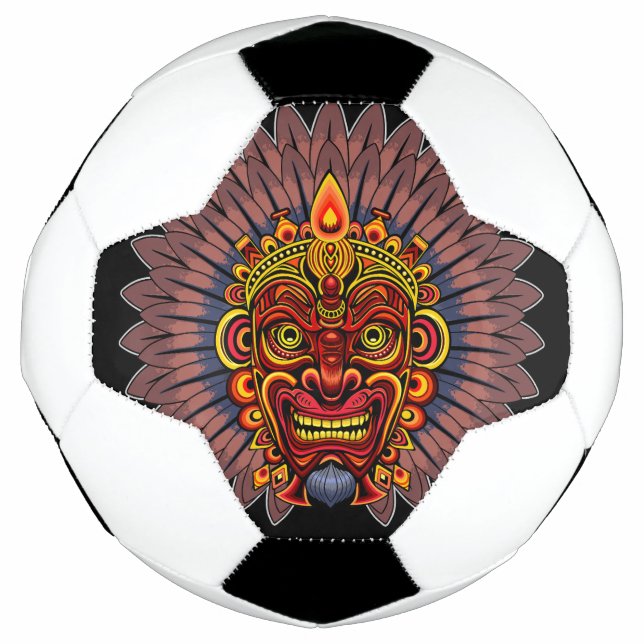 Bola De Futebol Máscara Ritual do Rei Guerreiro Tribal (Frente)