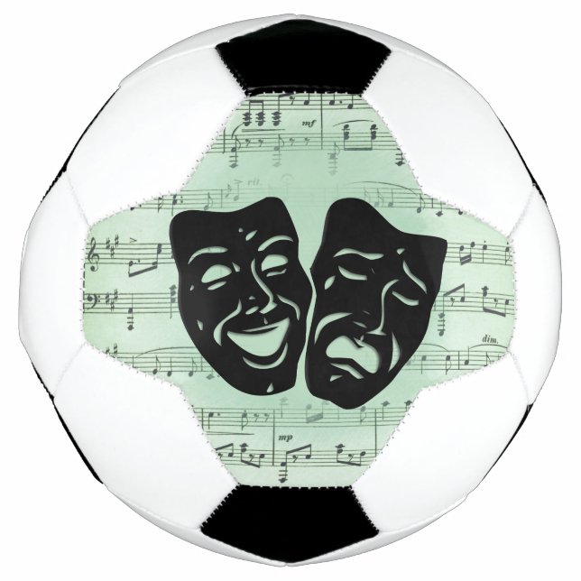 Bola De Futebol Máscaras Gregas de Música Verde e Teatro (Frente)