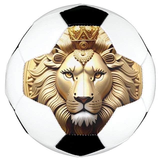 Bola De Futebol Medalhão do Leão Dourado Com Coroa (Frente)