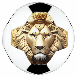 Bola De Futebol Medalhão Leão Dourado Com Coroa