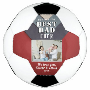 Bola De Futebol Melhor Pai Moderno Foto Vermelha Azul da Família