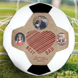 Bola De Futebol Melhor Pai Rústico Coração Dia dos Pais 3 Fotos