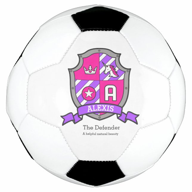 Bola De Futebol Meninas do Unicórnio chamam Alexis rosa púrpura (Frente)