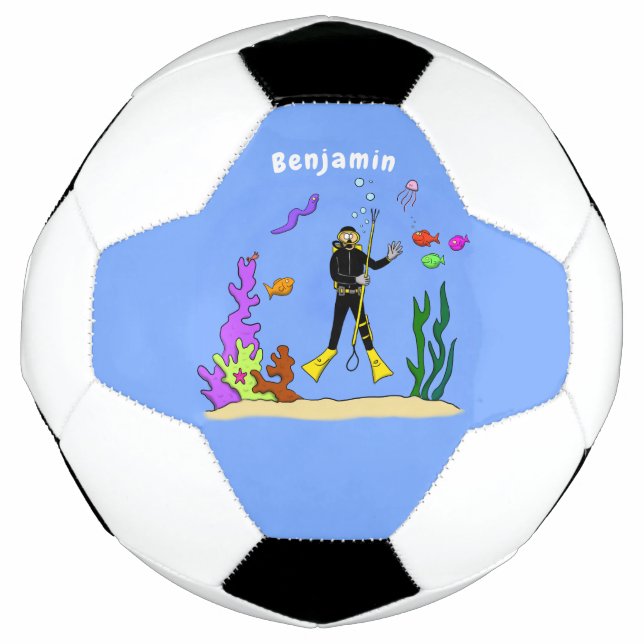 Bola De Futebol Mergulhador engraçado e desenho animado de criatur (Frente)