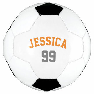 Bola De Futebol Minimalista do Número de Cinzas Laranja Personaliz