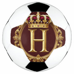 Bola De Futebol Moldura Dourada Luxuosa Com Monograma Coroado