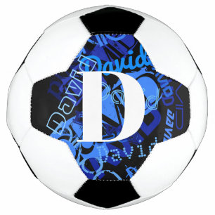 Bola De Futebol Monograma Azul Creativo