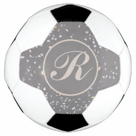 Bola De Futebol Monograma Cinza moderna Terrazzo