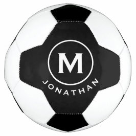 Bola De Futebol Monograma clássico mínimo branco preto