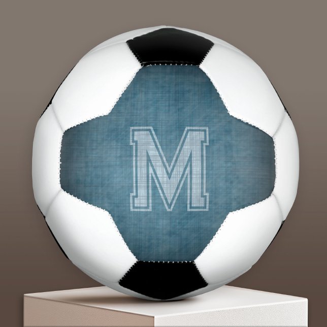 Bola De Futebol Monograma com fundo azul de quadro negro (Custom Soccer Ball)