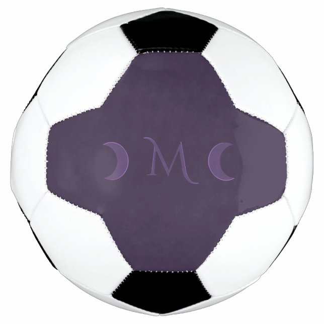 Bola De Futebol Monograma das luas violetas empoeiradas (Frente)