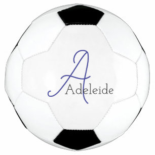 Bola De Futebol Monograma de Azul Whimsical Personalizado
