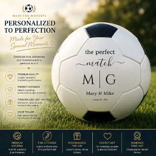 Bola De Futebol Monograma de Casal Correspondência Perfeita Branco