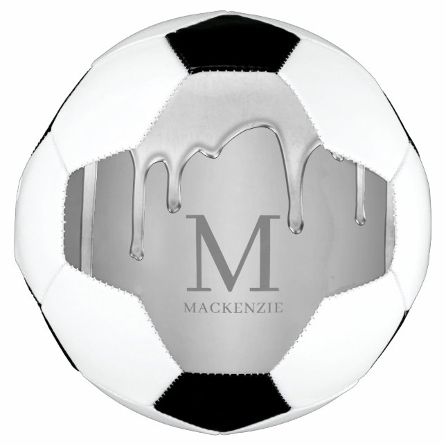 Bola De Futebol Monograma de Chrome Metal (Frente)